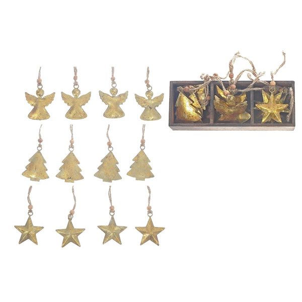 iH casadécor Angel Tree Star Gold Plastic Hanging Ornaments - 1/Pack