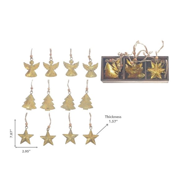 iH casadécor Angel Tree Star Gold Plastic Hanging Ornaments - 1/Pack