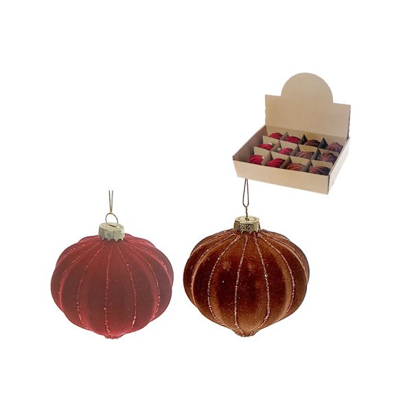 iH casadécor Velveteen Glass Onion Multicolour Plastic Hanging Ornaments - 12/Pack
