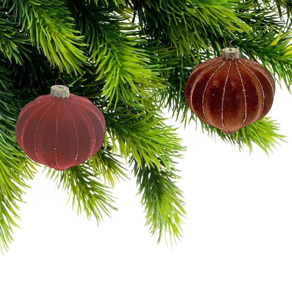 iH casadécor Velveteen Glass Onion Multicolour Plastic Hanging Ornaments - 12/Pack