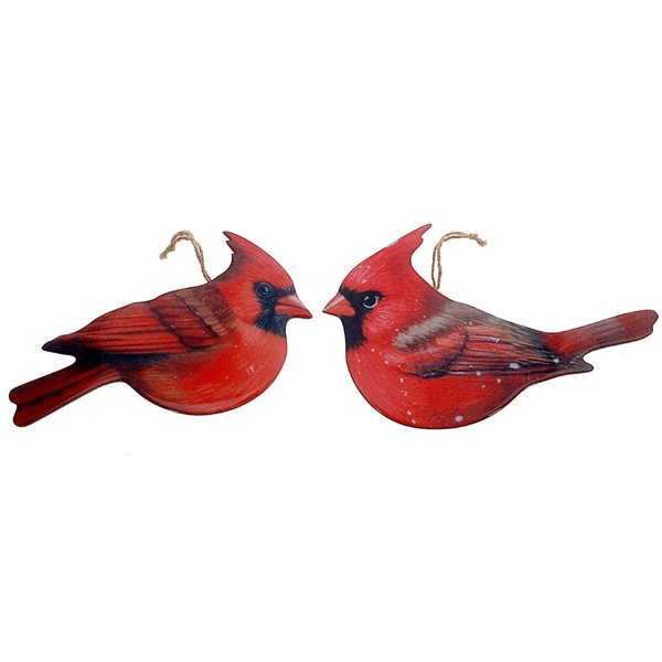 iH casadécor Glossy Cardinal Red Plastic Hanging Ornaments - 2/Pack