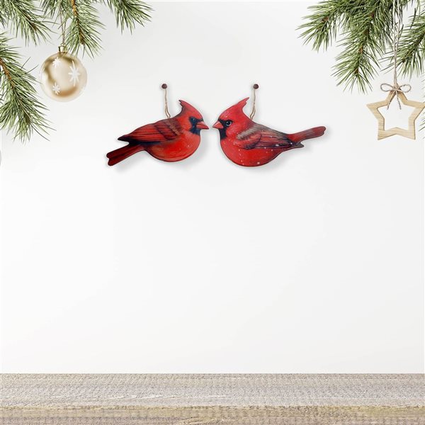 iH casadécor Glossy Cardinal Red Plastic Hanging Ornaments - 2/Pack
