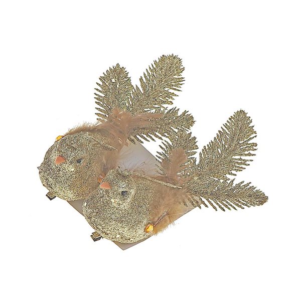 iH casadécor Glitter Cardinal Clip Gold Plastic Hanging Ornaments - 6/Pack