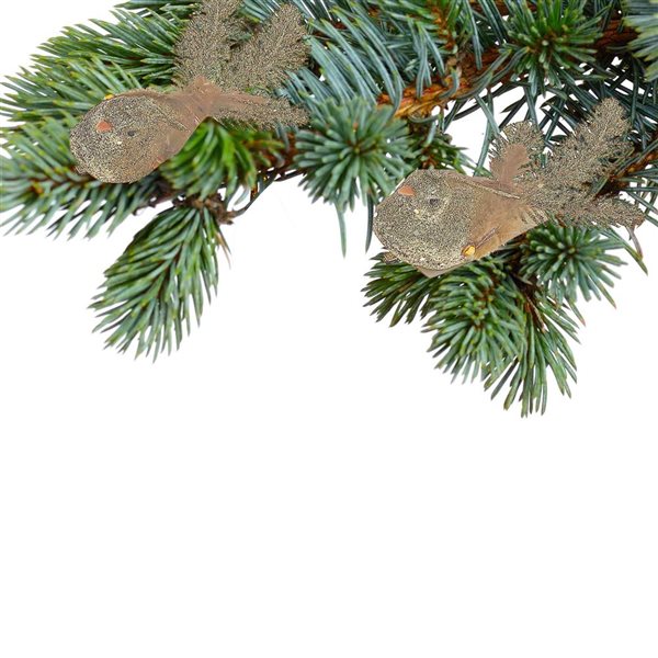 iH casadécor Glitter Cardinal Clip Gold Plastic Hanging Ornaments - 6/Pack