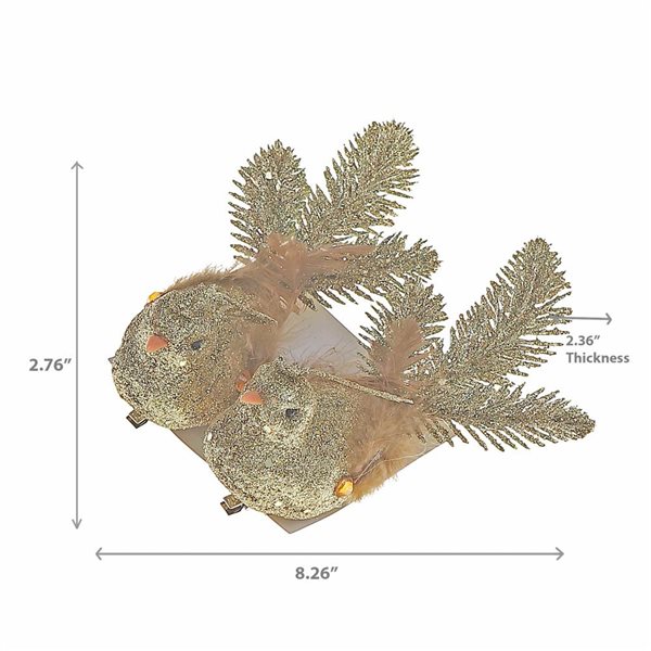 iH casadécor Glitter Cardinal Clip Gold Plastic Hanging Ornaments - 6/Pack