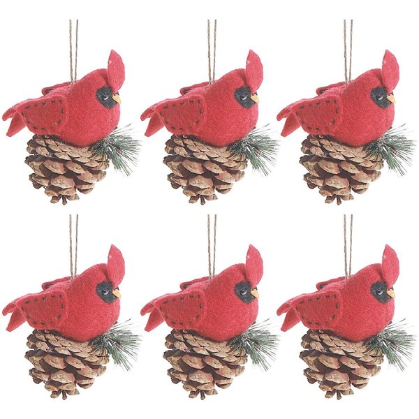 iH casadécor Wool Cardinal Multicolour Plastic Hanging Ornaments - 6/Pack