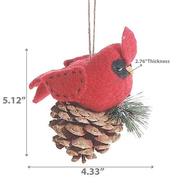 iH casadécor Wool Cardinal Multicolour Plastic Hanging Ornaments - 6/Pack