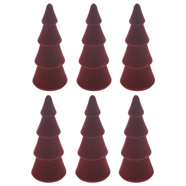 iH casadécor Velvet Tree Red Plastic Hanging Ornaments - 6/Pack