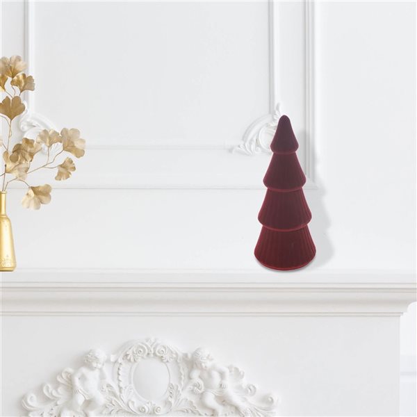 iH casadécor Velvet Tree Red Plastic Hanging Ornaments - 6/Pack