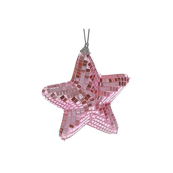 iH casadécor Sparkly Glass Star Pink Plastic Hanging Ornaments - 2/Pack