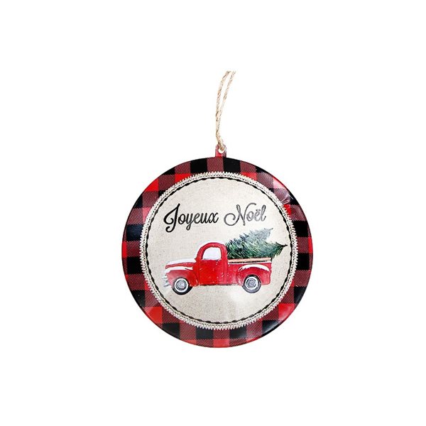iH casadécor Truck Joyeux Noël Tin Multicolour Plastic Hanging Ornaments - 5/Pack
