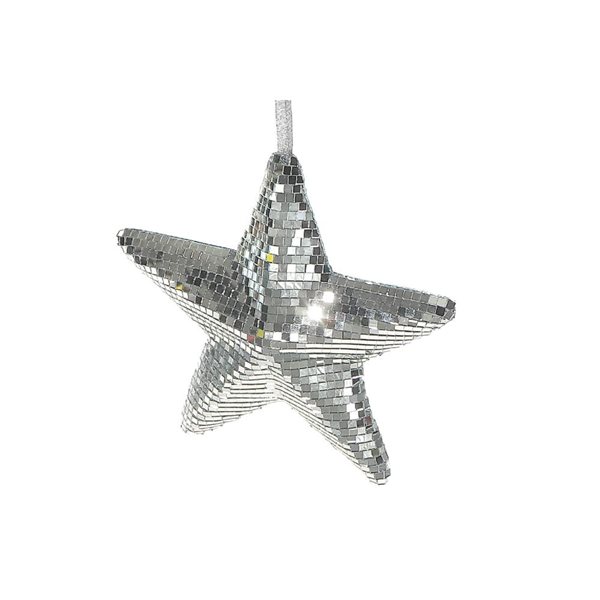 iH casadécor Sparkling Disco Mirror Star Silver Plastic Hanging Ornament - 1/Pack