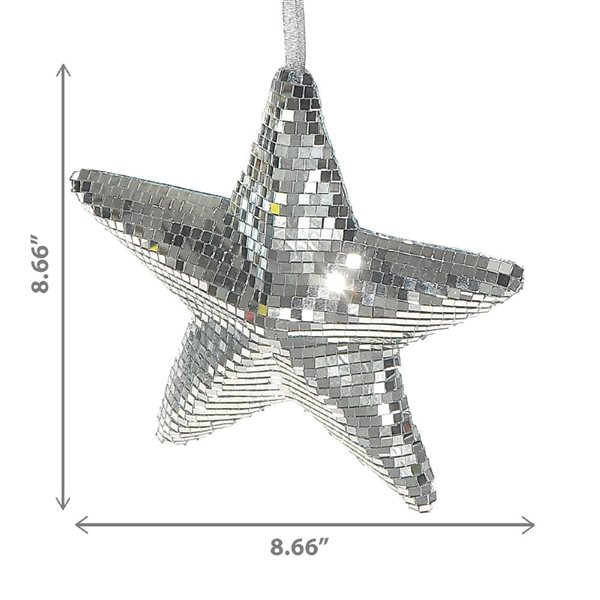 iH casadécor Sparkling Disco Mirror Star Silver Plastic Hanging Ornament - 1/Pack