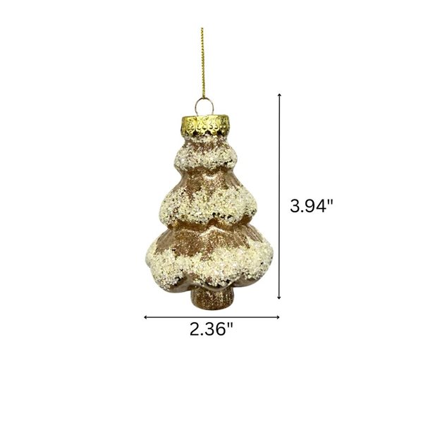 iH casadécor Glitter Tree Champagne Plastic Hanging Ornaments - 12/Pack