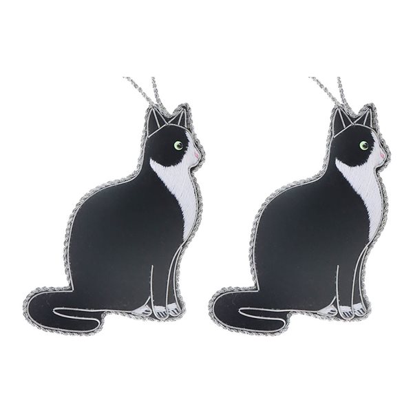 iH casadécor Handcrafted Black Cat Multicolour Plastic Hanging Ornaments - 2/Pack