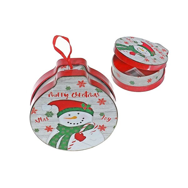 iH casadécor Tin Can Snowman Multicolour Plastic Hanging Ornaments - 5/Pack