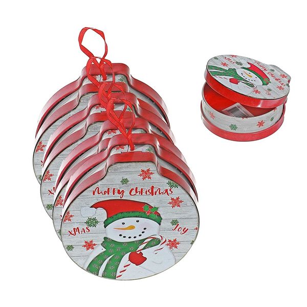 iH casadécor Tin Can Snowman Multicolour Plastic Hanging Ornaments - 5/Pack