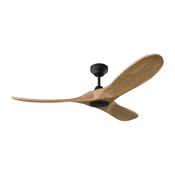 Generation Lighting Maverick Smart 52-in 3-Blade 6-Speed Ceiling Fan - Matte Black w/ Honey Blades