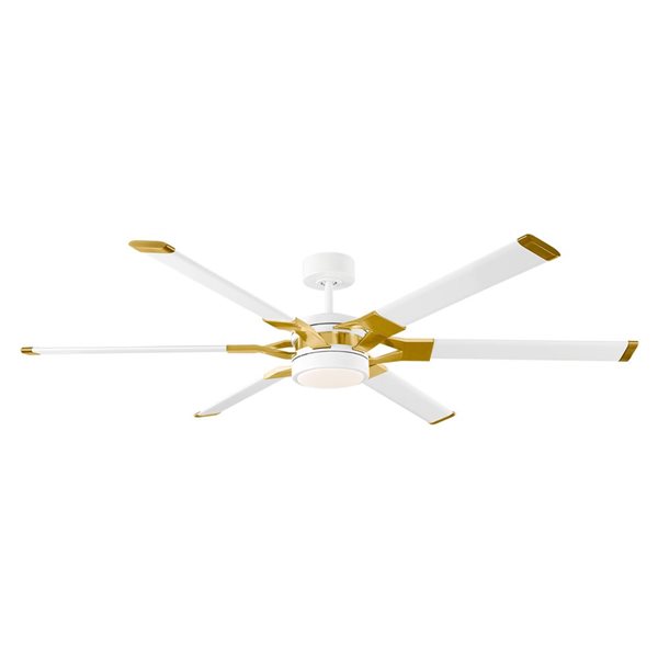 Generation Lighting Loft 62-in 1 Acrylic Shade Light LED 6-Blade 6-Speed Ceiling Fan - White/Brass