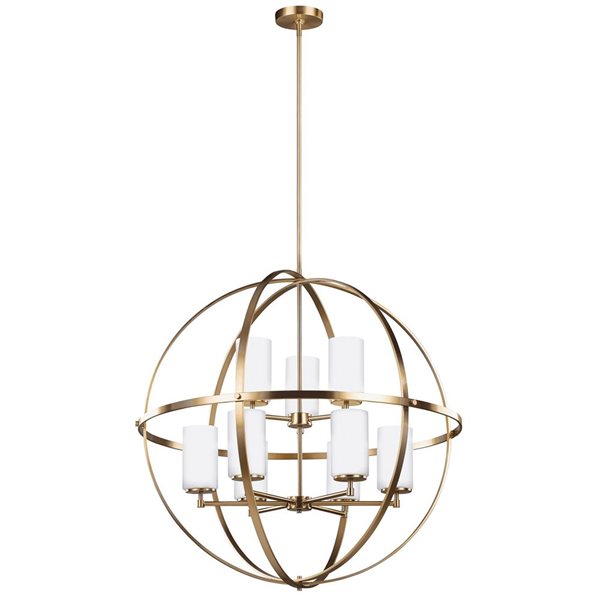 Generation Lighting Alturas Modern Tiered 9-Light Chandelier - Satin Brass