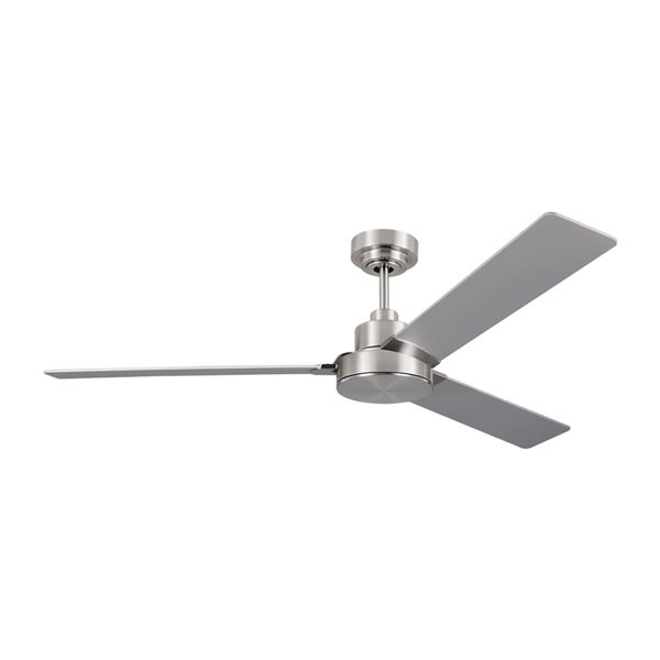Generation Lighting Jovie 58-in 3-Blade 6-Speed Ceiling Fan - Brushed Steel w/ Silver/Walnut Reversible Blades