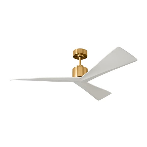 Generation Lighting Adler 52-in 3-Blade 6-Speed Ceiling Fan - Brass w/ Matte White Blades