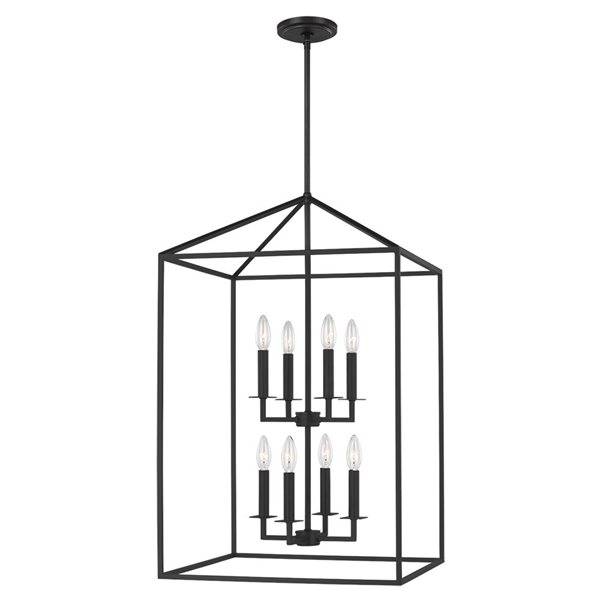 Generation Lighting Perryton Large Steel 8-Light Hall Pendant Light - Midnight Black