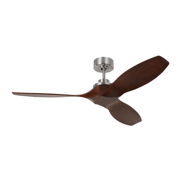 Generation Lighting Collins 52-in 3-Blade 6-Speed Downrod Ceiling Fan - Brushed Steel w/ Dark Walnut Blades