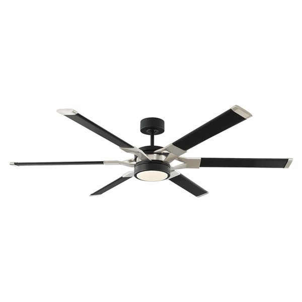 Generation Lighting Loft 62-in 1 Acrylic Shade LED 6-Blade 6-Speed Ceiling Fan - Midnight Black