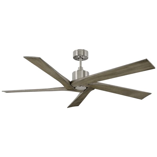 Generation Lighting Aspen 56-in 5-Blade 6-Speed Ceiling Fan - Brushed Steel w/ Light Grey Oak Blades