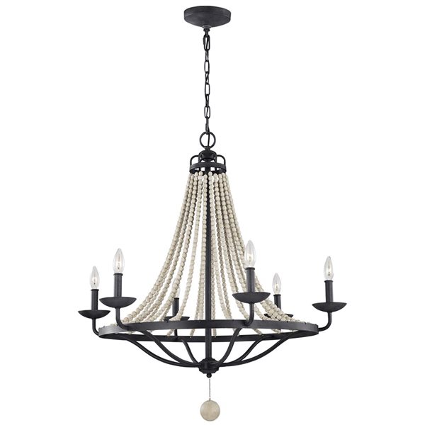 Generation Lighting Nori Traditional Tiered 6-Light Large Chandelier - Dark Weathered Zinc/Driftwood Grey