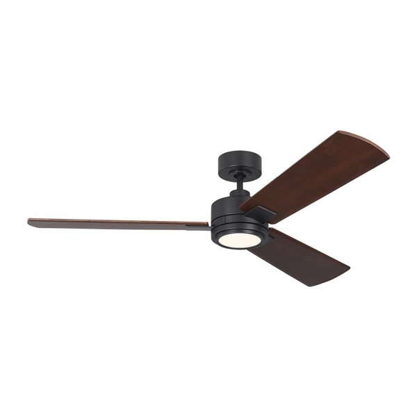 Generation Lighting Harris Smart 56-in 1 Acrylic Shade LED 3-Blade 6-Speed Ceiling Fan - Black w/ Walnut Blades