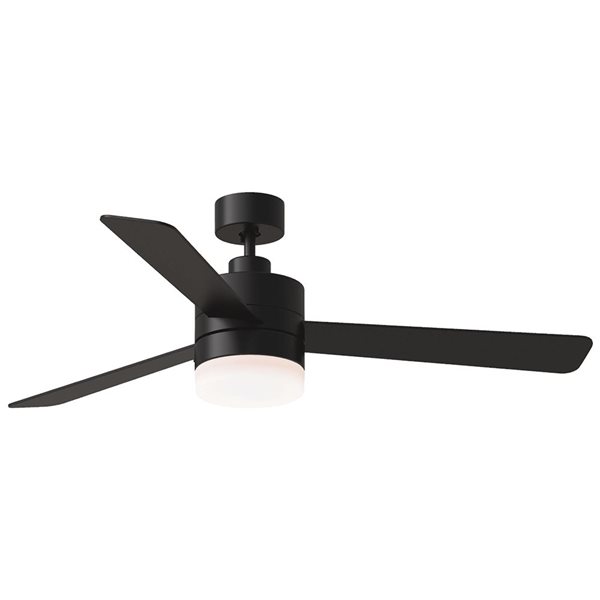 Generation Lighting Era 52-in 2 Opal Glass Shade Light 3-Blade 3-Speed Ceiling Fan - Black w/ Walnut Blades