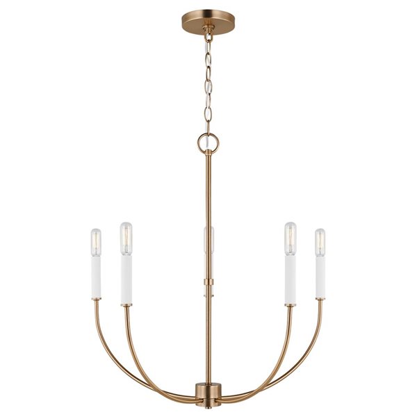 Generation Lighting Greenwich Modern Candle 5-Light Chandelier - Satin Brass