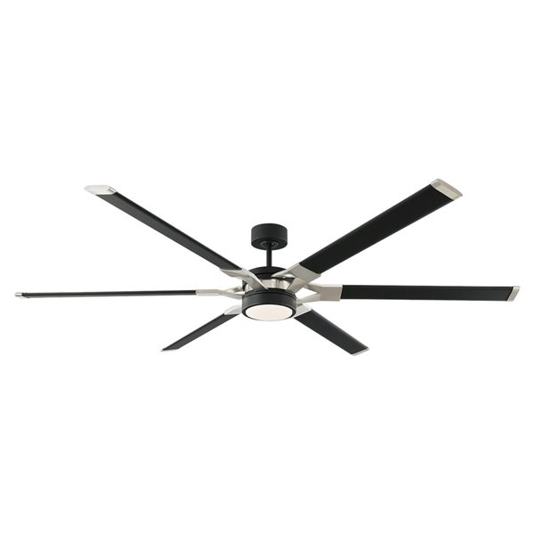Generation Lighting Loft 72-in 1 Acrylic Shade LED 6-Blade 6-Speed Ceiling Fan - Midnight Black