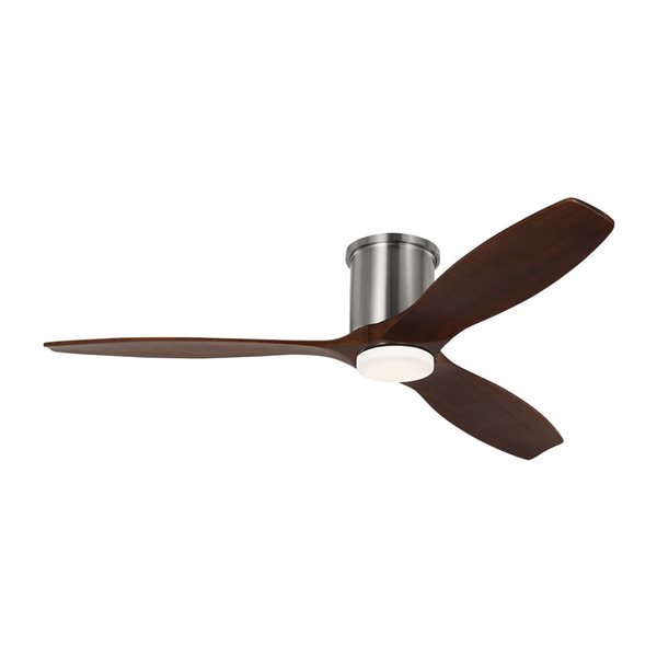 Generation Lighting Collins 52-in 1 Acrylic Shade LED Light 3-Blade 6-Speed Ceiling Fan - Steel w/ Walnut Blades
