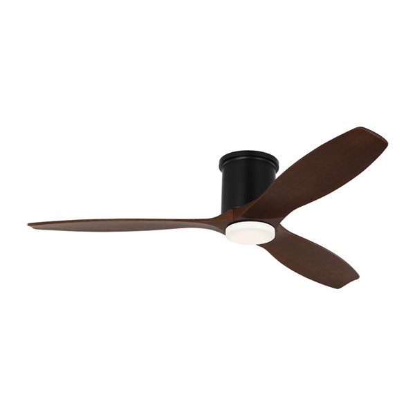 Generation Lighting Collins 52-in 1 Acrylic Shade LED 6-Speed Ceiling Fan - Black w/ 3 Walnut Blades