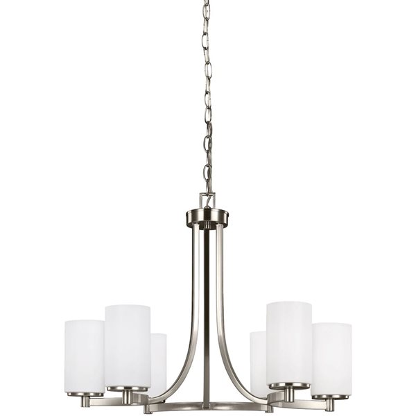 Generation Lighting Hettinger Transitional Tiered 6-Light Chandelier - Brushed Nickel