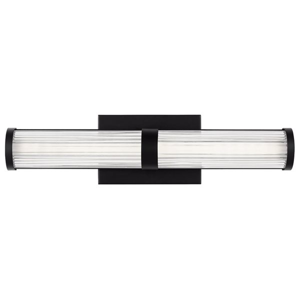 Generation Lighting Syden 4.75 x 19-in Black Transitional Integrated LED Vanity Light w/ Ridged Glass