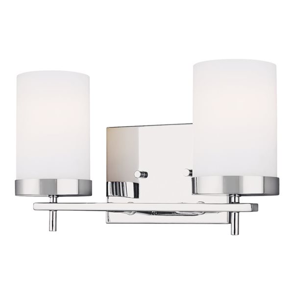 Generation Lighting Zire 14-in W Chrome Modern 2-Light Vanity Light w/ Etched Glass