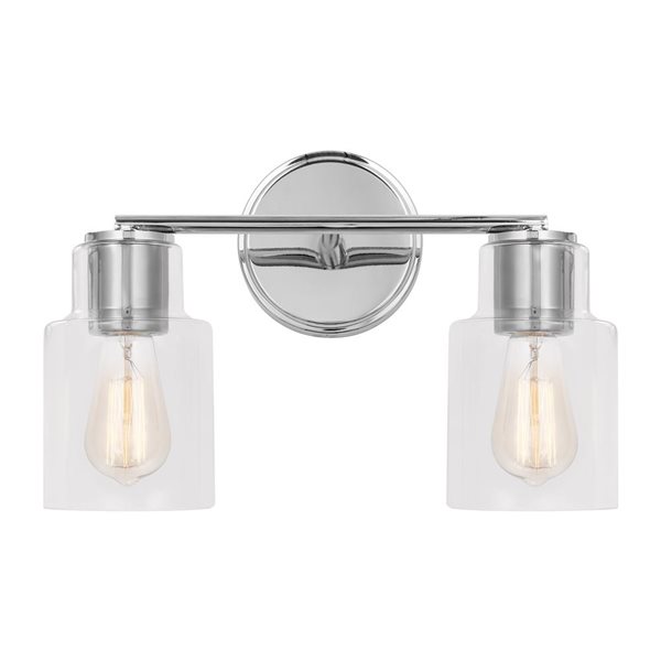 Generation Lighting Sayward 14.13-in W Chrome Metal Transitional 2-Light Vanity Light w/ Clear Glass