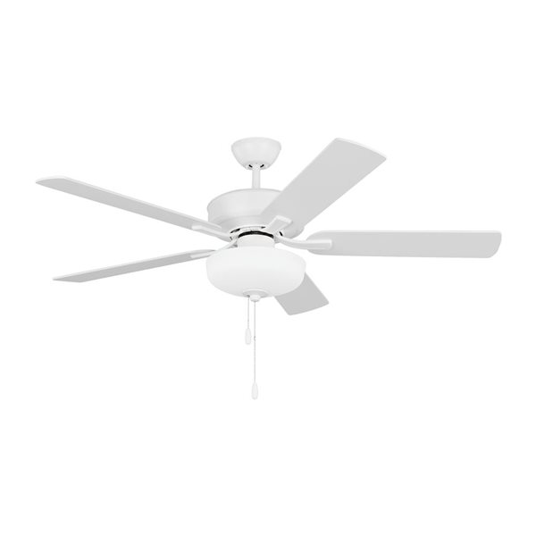 Generation Lighting Linden 52-in Matte White Transitional Indoor 5-Blade LED Ceiling Fan