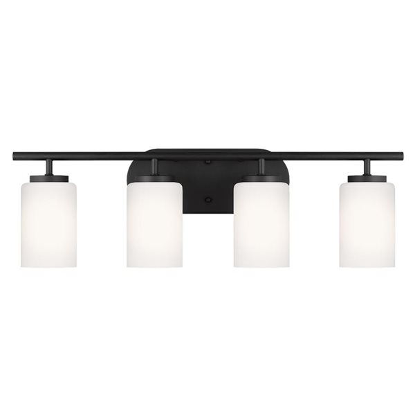 Generation Lighting Oslo 20-in W Black Metal Contemporary 4-Light Vanity Light w/ Etched Glass