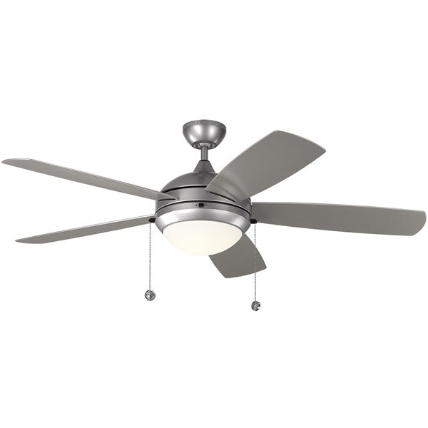 Generation Lighting Discus 52-in Painted Brushed Steel Indoor/Outdoor 3-Blade Integrated LED Ceiling Fan