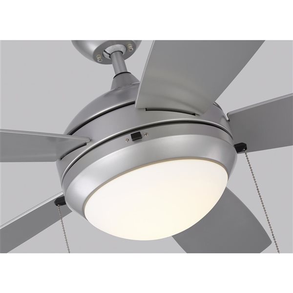 Generation Lighting Discus 52-in Painted Brushed Steel Indoor/Outdoor 3-Blade Integrated LED Ceiling Fan