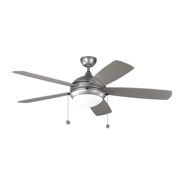 Generation Lighting Discus 52-in Painted Brushed Steel Indoor/Outdoor 3-Blade Integrated LED Ceiling Fan
