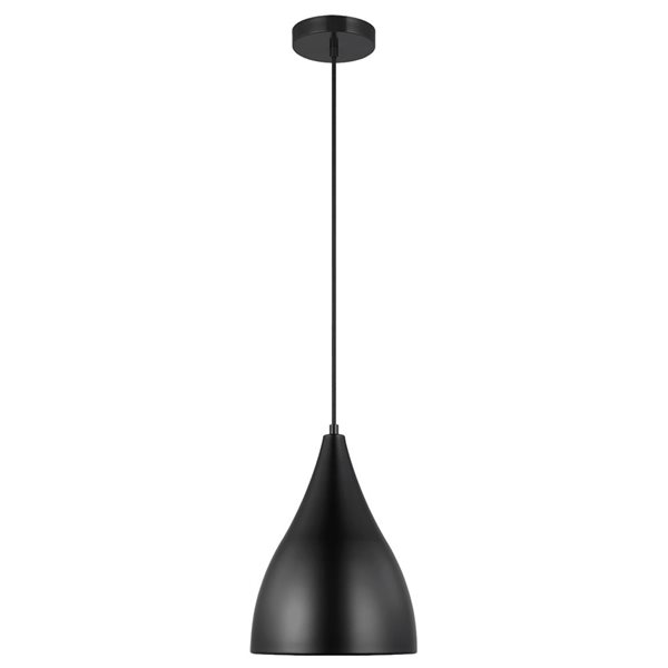 Generation Lighting Oden 9 W x 11.75-in H Black Metal Transitional Bell-Shaped Pendant Light