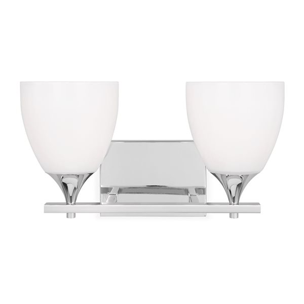Generation Lighting Toffino 16-in W Chrome Metal Modern 2-Light Vanity Light w/ White Glass