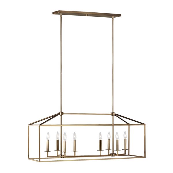 Generation Lighting Perryton 40 L x 12 W x 16.75-in H Satin Brass Metal Transitional 8-Light Linear Chandelier