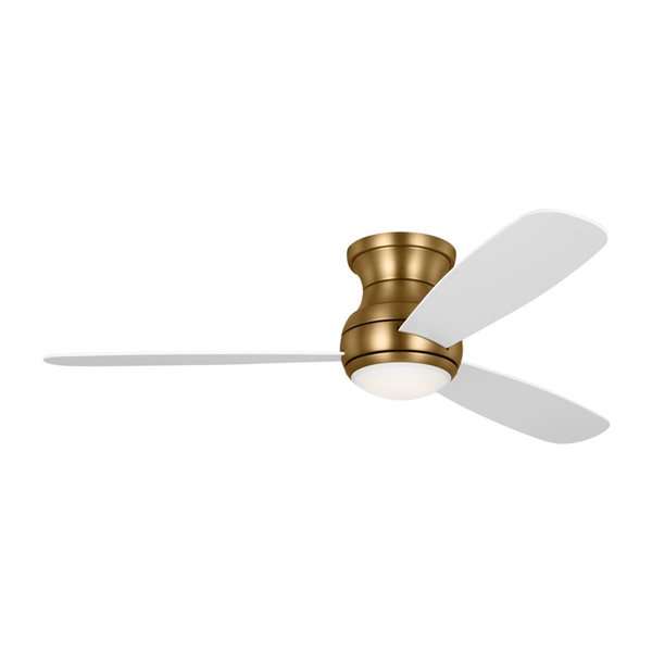 Generation Lighting Orbis 52-in White/Brass Modern 3-Blade Integrated LED Ceiling Fan w/ Wall Control